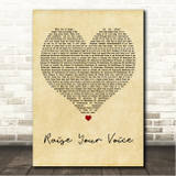 Sister Act Raise Your Voice Vintage Heart Song Lyric Wall Art Canvas Framed Print