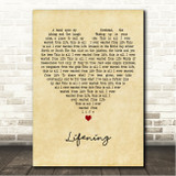 Snow Patrol Lifening Vintage Heart Song Lyric Wall Art Canvas Framed Print