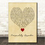 Suede Personality Disorder Vintage Heart Song Lyric Wall Art Canvas Framed Print
