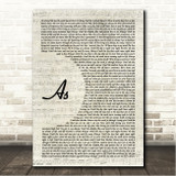 Stevie Wonder As Vintage Script Song Lyric Wall Art Canvas Framed Print