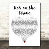 Saint Etienne Hes on the Phone White Heart Song Lyric Wall Art Canvas Framed Print