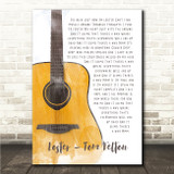 Tom Felton Loster Acoustic Guitar Watercolour Song Lyric Wall Art Canvas Framed Print