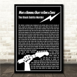The Black Dahlia Murder What a Horrible Night to Have a Curse Black & White Guitar Lightening Rock Song Lyric Wall Art Canvas Framed Print