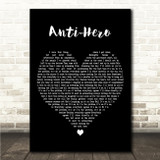 Taylor Swift Anti-Hero Black Heart Song Lyric Wall Art Canvas Framed Print