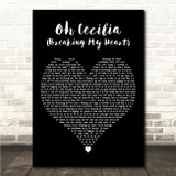 The Vamps Oh Cecilia (Breaking My Heart) Black Heart Song Lyric Wall Art Canvas Framed Print