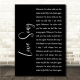 The Cure Love Song Black Script Song Lyric Wall Art Canvas Framed Print