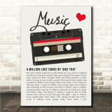 Take That A Million Love Songs Cassette Tape Music Heart Song Lyric Wall Art Canvas Framed Print