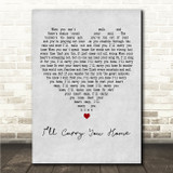 Trisha Yearwood Ill Carry You Home Grey Heart Song Lyric Wall Art Canvas Framed Print