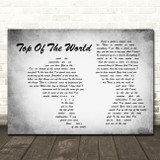 The Carpenters Top Of The World Man Lady Couple Grey Song Lyric Wall Art Canvas Framed Print