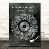 The Courteeners Take Over The World Grunge Grey Vinyl Record Song Lyric Wall Art Canvas Framed Print