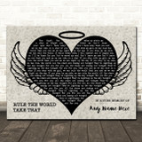 Take That Rule The World Heart Angel Wings Halo Memorial Song Lyric Wall Art Canvas Framed Print