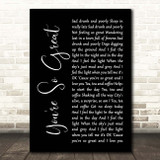 Blur You're So Great Black Script Song Lyric Print