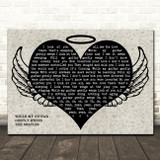 The Beatles While My Guitar Gently Weeps Heart Angel Wings Halo Memorial Song Lyric Wall Art Canvas Framed Print