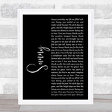 Boney M Sunny Black Script Song Lyric Print