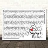 Terry Jacks Seasons In The Sun Line Art Doves & Heart Song Lyric Wall Art Canvas Framed Print