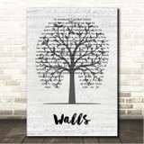 Tony Rice Walls Music Script Tree Song Lyric Wall Art Canvas Framed Print