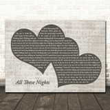 Tom Grennan All These Nights Landscape Music Script Two Hearts Song Lyric Wall Art Canvas Framed Print