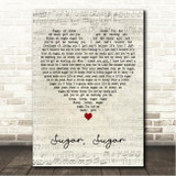 The Archies Sugar, Sugar Script Heart Song Lyric Wall Art Canvas Framed Print