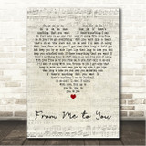The Beatles From Me to You Script Heart Song Lyric Wall Art Canvas Framed Print