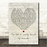 The Billy Cotton Band Ive Got A Lovely Bunch Of Coconuts Script Heart Song Lyric Wall Art Canvas Framed Print
