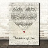 The Colourfield Thinking of You Script Heart Song Lyric Wall Art Canvas Framed Print
