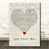 The Interrupters Love Never Dies Script Heart Song Lyric Wall Art Canvas Framed Print