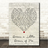 The Mamas & The Papas Dream a Little Dream of Me Script Heart Song Lyric Wall Art Canvas Framed Print