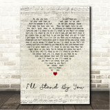 The Pretenders I'll Stand By You Script Heart Song Lyric Wall Art Canvas Framed Print