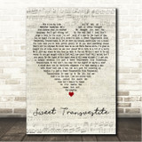 The Rocky Horror Picture Show Sweet Transvestite Script Heart Song Lyric Wall Art Canvas Framed Print