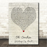 The Vamps Oh Cecilia (Breaking My Heart) Script Heart Song Lyric Wall Art Canvas Framed Print