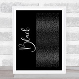 Dave Black Black Script Song Lyric Print