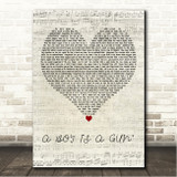 Tyler, The Creator A BOY IS A GUN Script Heart Song Lyric Wall Art Canvas Framed Print