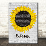 The Paper Kites Bloom Grey Script Sunflower Song Lyric Wall Art Canvas Framed Print