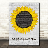 The Saints Wild About You Grey Script Sunflower Song Lyric Wall Art Canvas Framed Print