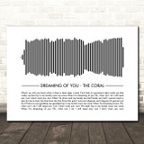 The Coral Dreaming Of You Sound Wave Minimal Song Lyric Wall Art Canvas Framed Print