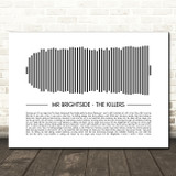 The Killers Mr Brightside Sound Wave Minimal Song Lyric Wall Art Canvas Framed Print