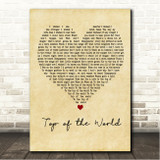 The Chicks Top of the World Vintage Heart Song Lyric Wall Art Canvas Framed Print