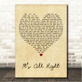 The Impressions Its All Right Vintage Heart Song Lyric Wall Art Canvas Framed Print
