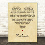The New Pornographers Fortune Vintage Heart Song Lyric Wall Art Canvas Framed Print