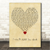 Toto I Wont Hold You Back Vintage Heart Song Lyric Wall Art Canvas Framed Print