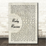 The Beatles Rocky Raccoon Vintage Script Song Lyric Wall Art Canvas Framed Print