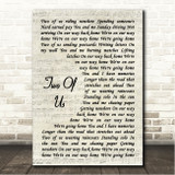The Beatles Two Of Us Vintage Script Song Lyric Wall Art Canvas Framed Print