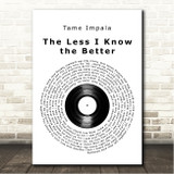 Tame Impala The Less I Know the Better Vinyl Record Song Lyric Wall Art Canvas Framed Print