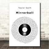 Taylor Swift Mirrorball Vinyl Record Song Lyric Wall Art Canvas Framed Print