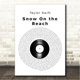 Taylor Swift Snow On the Beach Vinyl Record Song Lyric Wall Art Canvas Framed Print