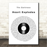 The Darkness Heart Explodes Vinyl Record Song Lyric Wall Art Canvas Framed Print