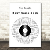 The Equals Baby Come Back Vinyl Record Song Lyric Wall Art Canvas Framed Print