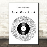 The Hollies Just One Look Vinyl Record Song Lyric Wall Art Canvas Framed Print