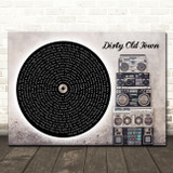 The Pogues Dirty Old Town Vinyl Record & Boom Box Song Lyric Wall Art Canvas Framed Print