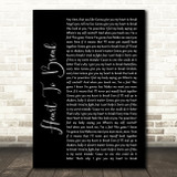 Kim Petras Heart To Break Black Script Song Lyric Wall Art Print